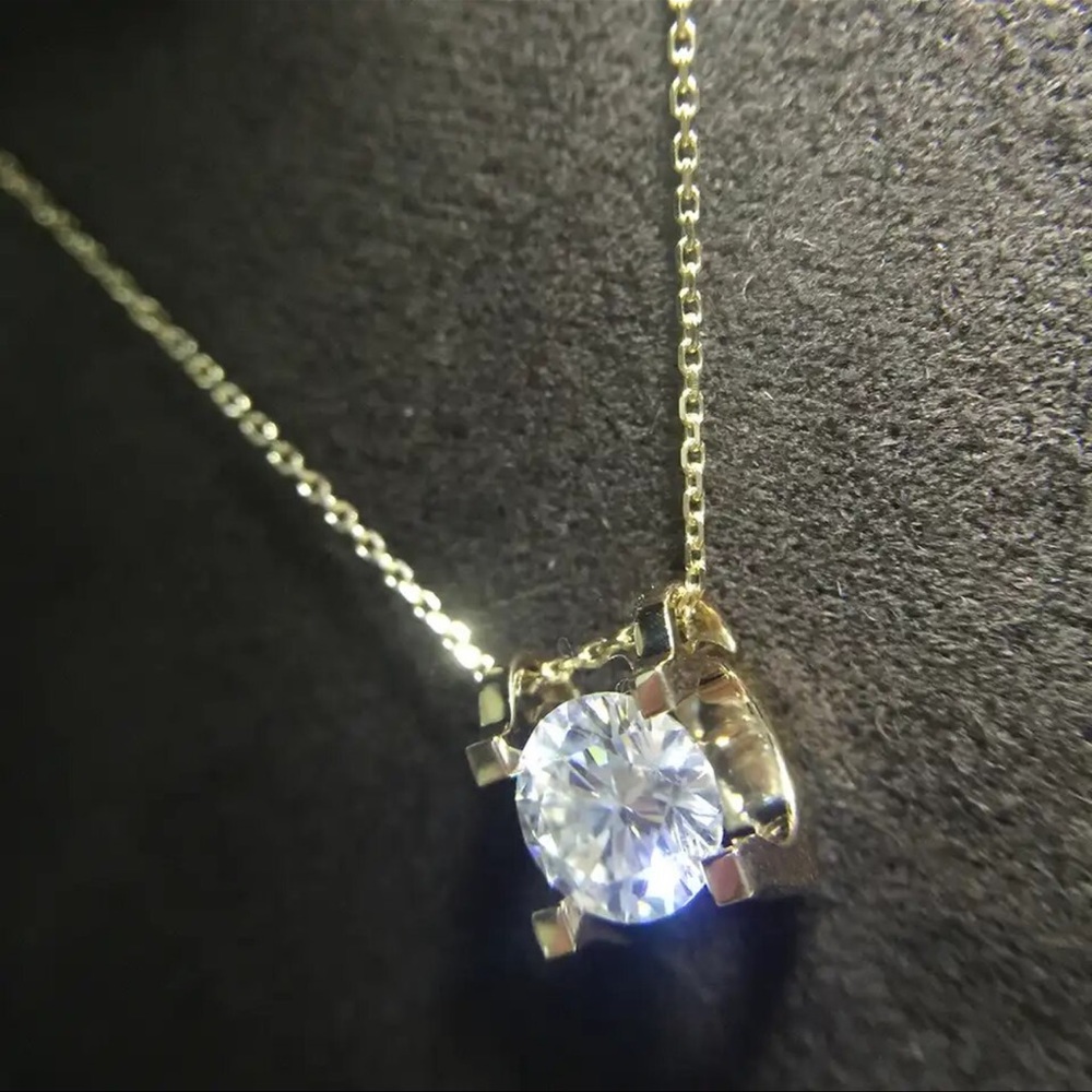 14kt solid yellow gold necklace with diamond lab made 1 carat total weight - Picture 5 of 5